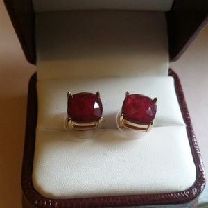 Large Ruby Sparkle Stud Earrings